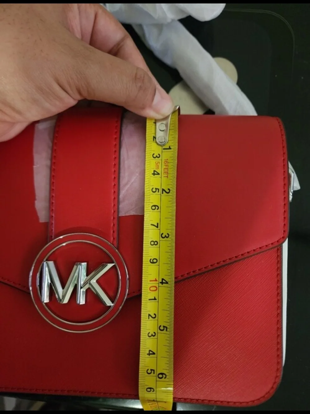 Michael Kors Red MK Chain Shoulder Bag